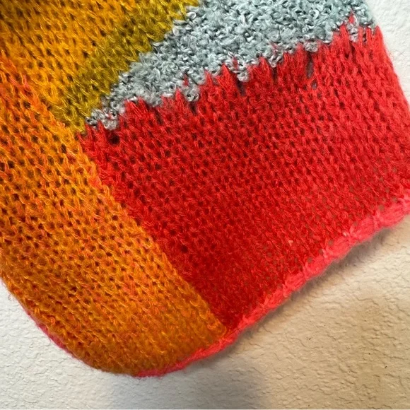 Sincerely Jules Colorful Patchwork Cowl Neck Chunky Bell Sleeve Sweater Size XS - Picture 9 of 11